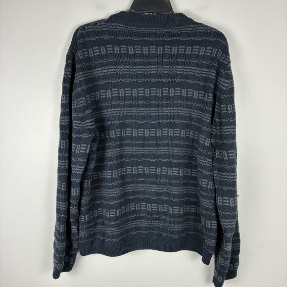 Calvin Klein Men’s Pullover Sweater Knit Sz L Gray Black Geo Print Grandpacore - Picture 5 of 7